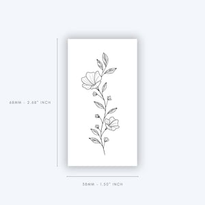 Poppy Fine Lined Wild Flower (set of 2) - Temporary Tattoo