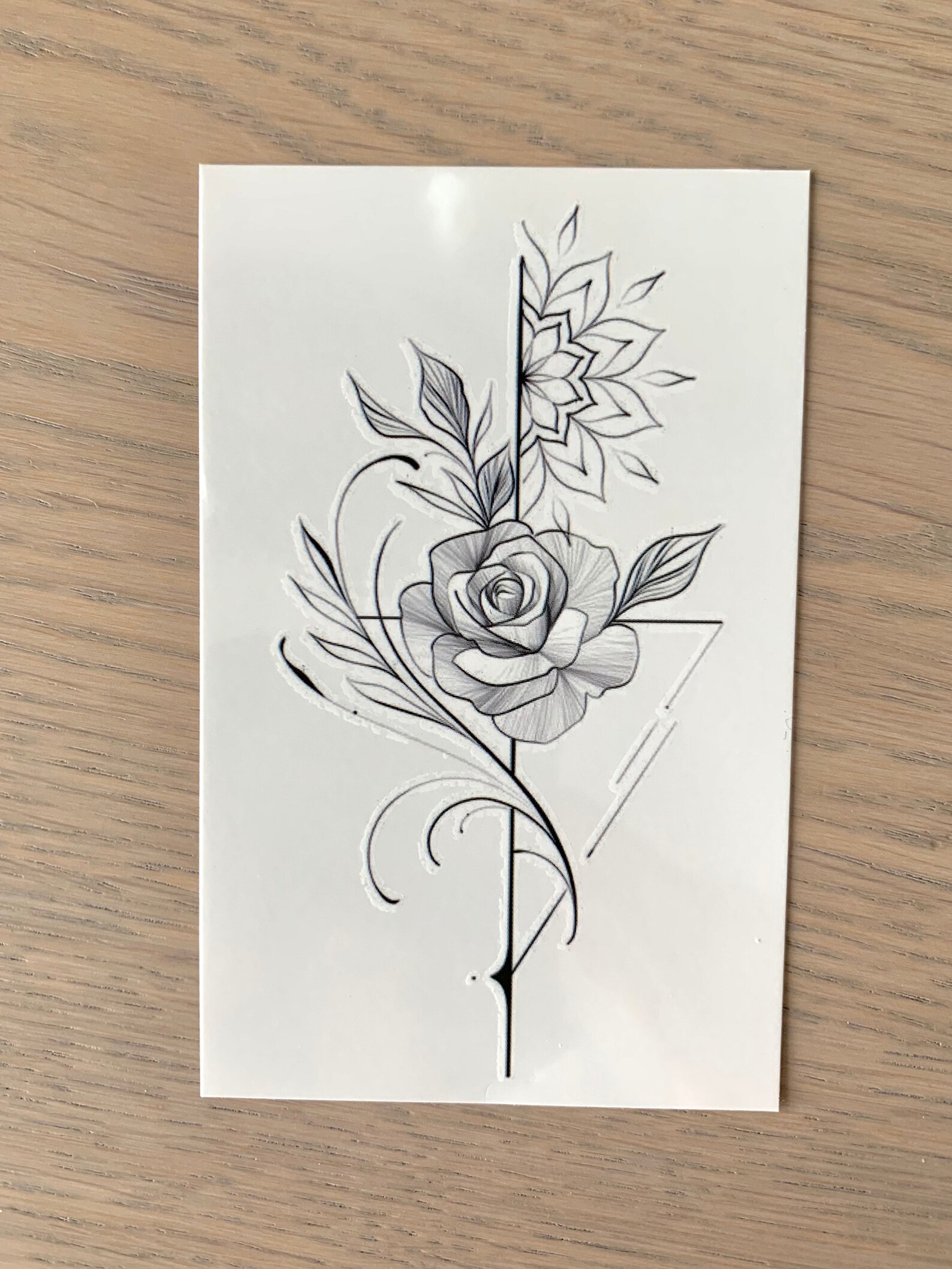 Triangle Rose set of 2 Temporary Tattoo - Etsy