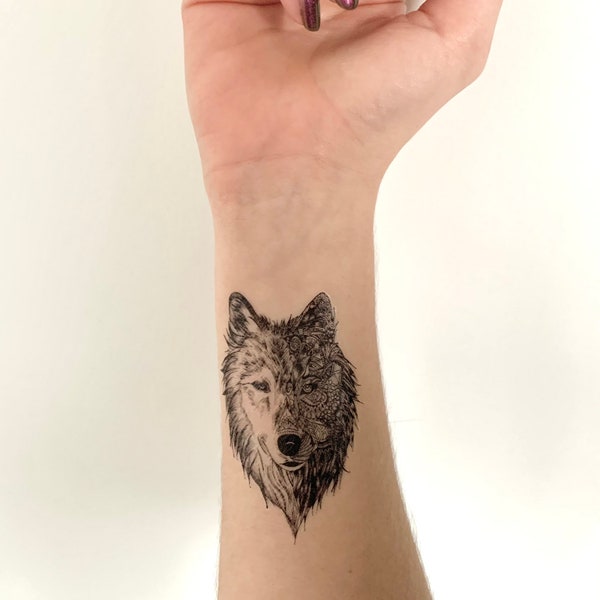 Wolf Art (juego de 2) - Tatuaje temporal