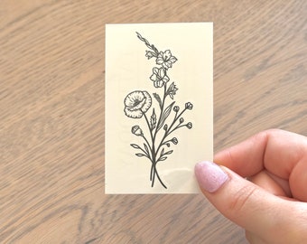 August Birthflower | Gladiolus | Poppy (set of 2) - Temporary Tattoo