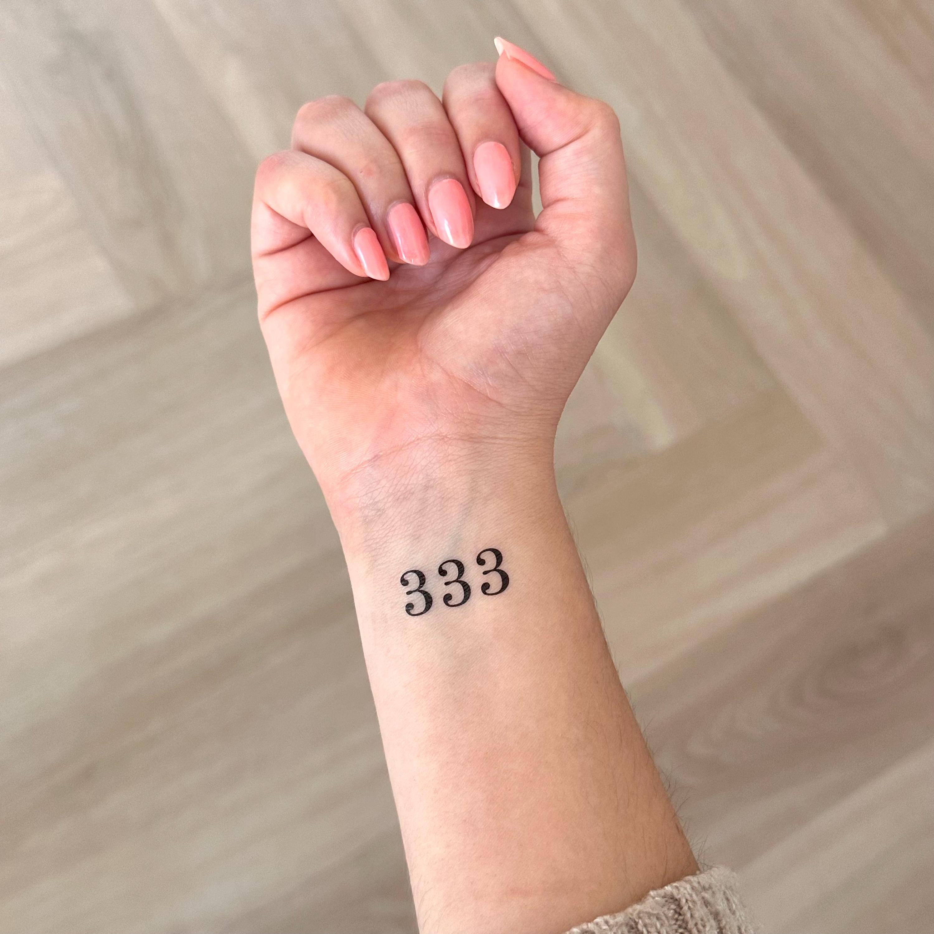 333 angel number temporary tattoo