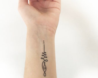 Unalome Simple - Temporary Tattoo (per 1 or set of 3)