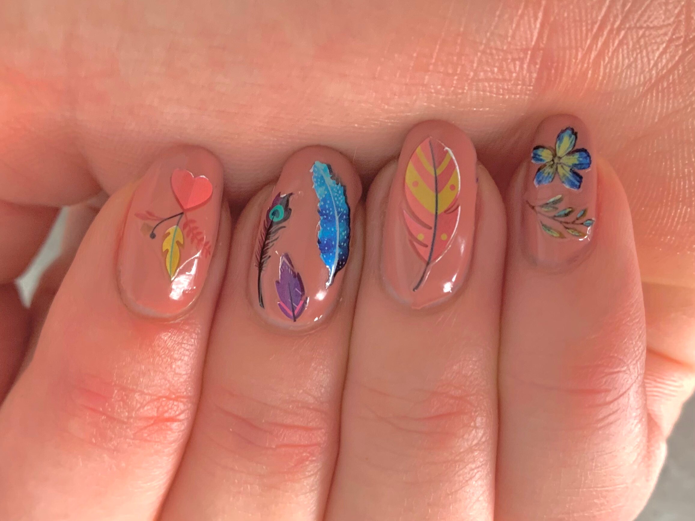Stickers Autocollants Plumes Pour Nail Art - Déco Ongles Multicolore Fun !