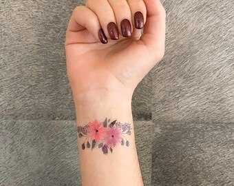 Floral color a (set of 2) - Temporary Tattoo