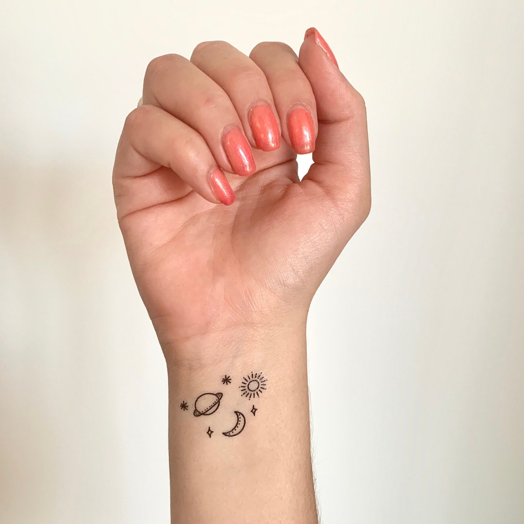 Tatouage Galaxie Noir Et Blanc Planète/Galaxie ensemble de 2 Tatouage temporaire - Etsy France