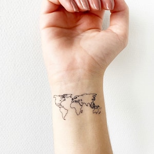 Weltkarte (2er-Set) - Temporäres Tattoo