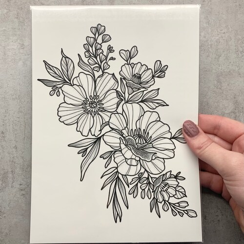 Big/huge Floral Tattoo Temporary Tattoo Etsy
