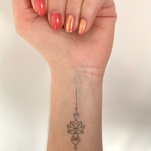 Unalome Lotus Heart (set of 2) - Temporary Tattoo