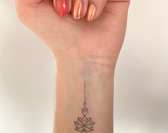 Unalome Lotus Heart (set of 2) - Temporary Tattoo