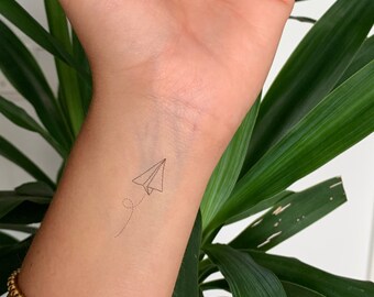 Just Go and A Tiny Paper Plane Tattoo - Typography Temporary Tattoo - Quote  Fake Sticker - Lettering Skin Decals - Minimalist Tattoo Design