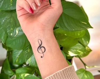 Treble Clef/Music Notes (set of 2) - Temporary Tattoo