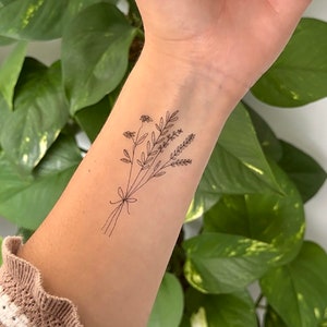 Wild Flower Bow Bouquet (set of 2) - Temporary Tattoo