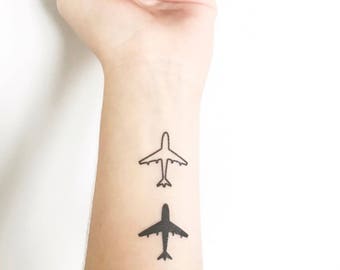 Plane set of 2 Temporary Tattoo - Etsy Sweden Plane set of 2 Temporary Tattoo - Etsy Sweden