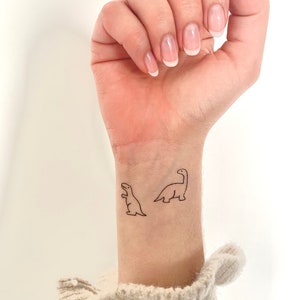 Duo Dinosaurs set of 2 Temporary Tattoo image 1