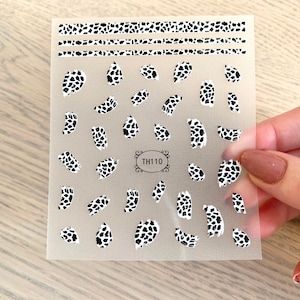 Nail Decals/Stickers - Black White Panther Pattern