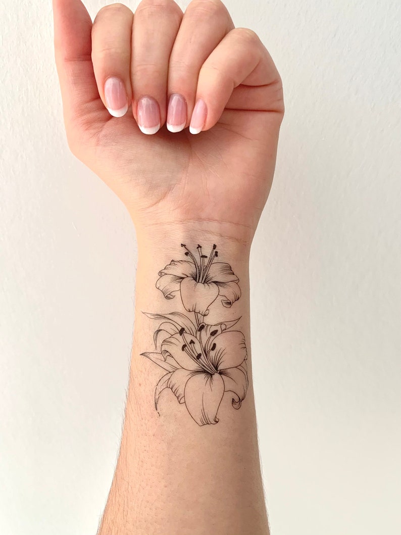 Double Lily set of 2 Temporary Tattoos image 1