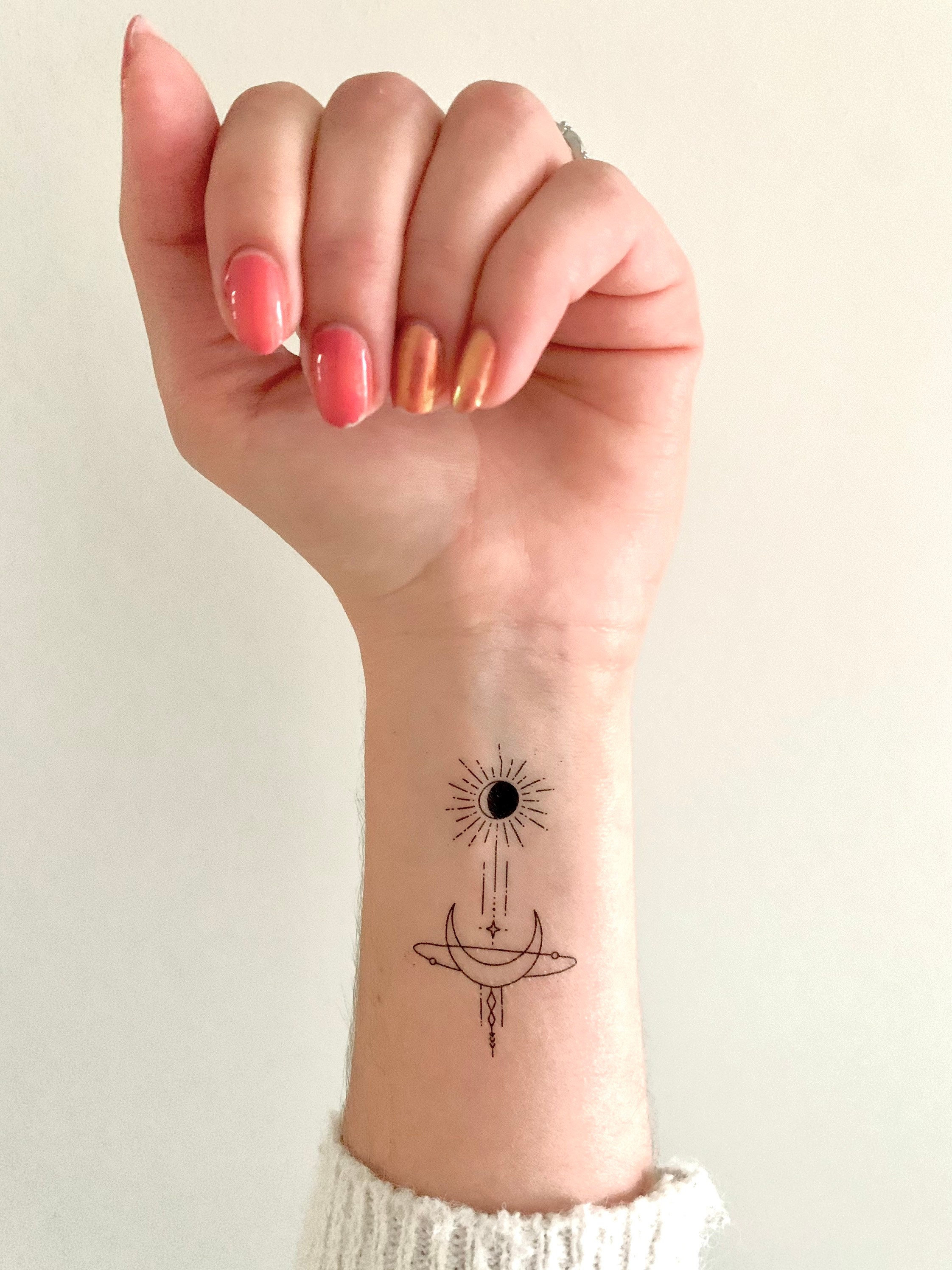 Sun Moon Temporary Tattoo Etsy Ireland