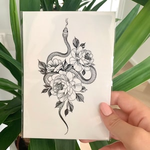 Floral Snake (set of 2) - Temporary Tattoo