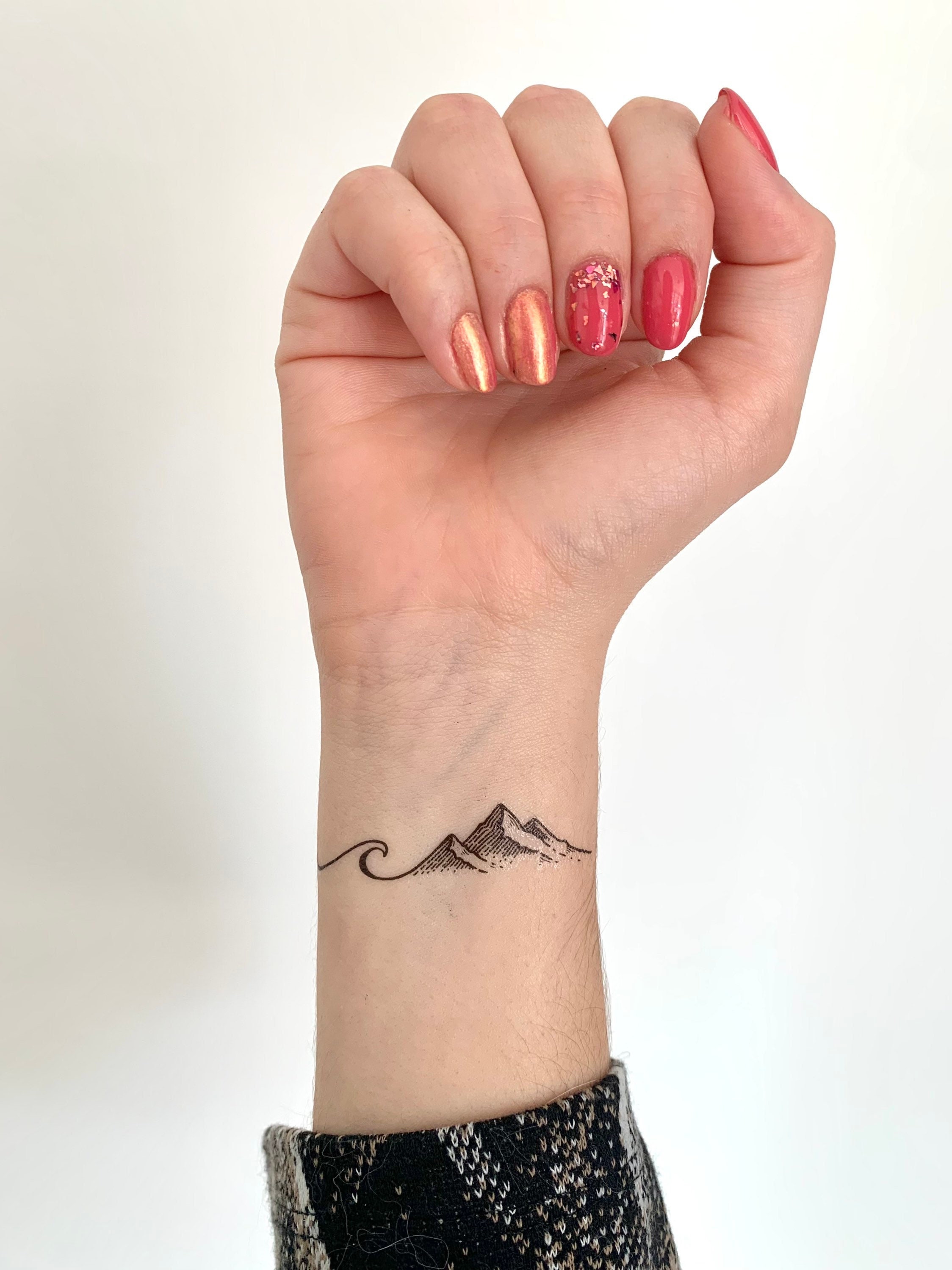 Mountain Wave Tatouage Temporaire Etsy France