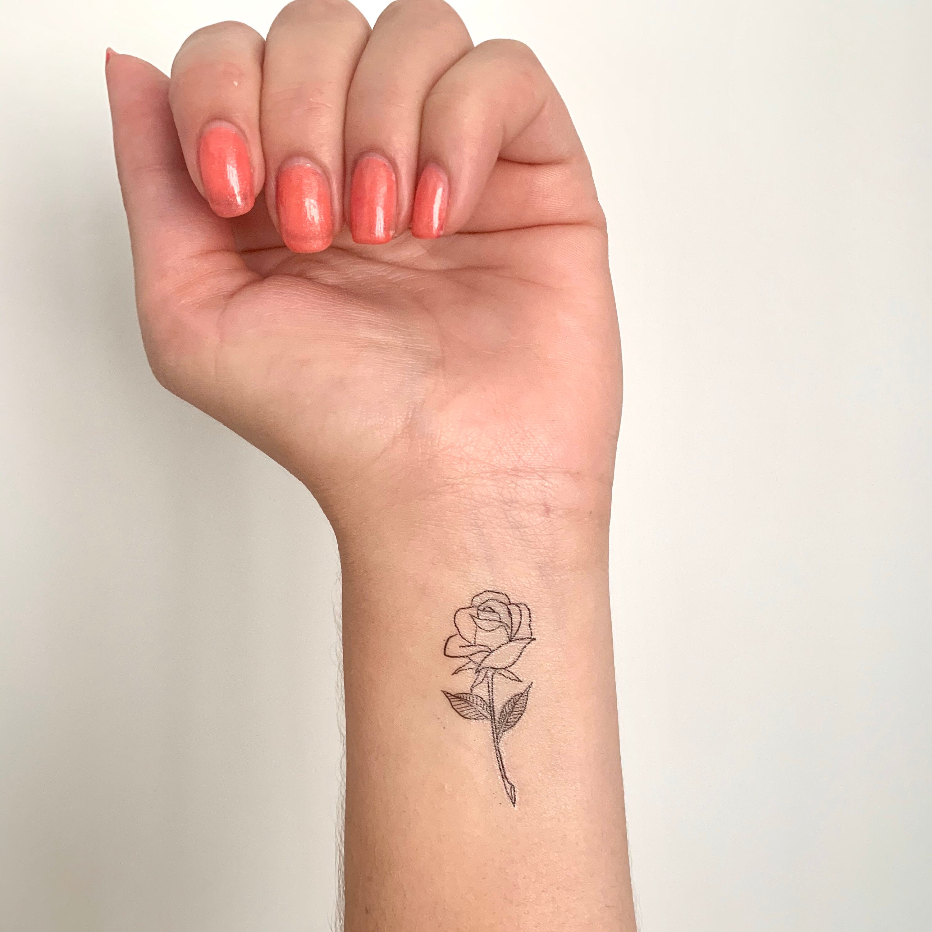 Rose With Stem Temporary Tattoo Etsy Israel