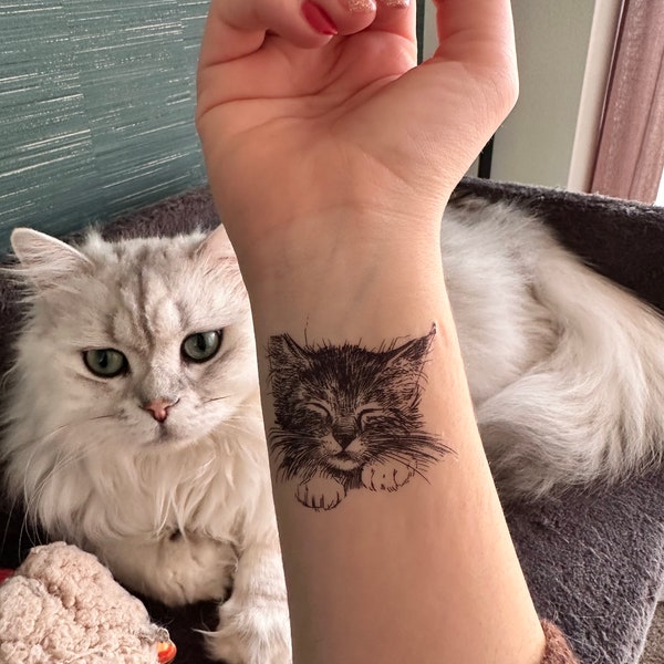 Cat Drawing (set of 2) - Temporary Tattoo