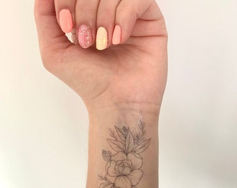 Floral J (set of 2) - Temporary Tattoo