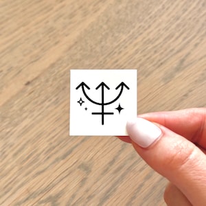 Neptune Planet Symbol | Celestial Astrology (set of 2) - Temporary Tattoo
