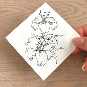 Double Lily set of 2 Temporary Tattoos image 2