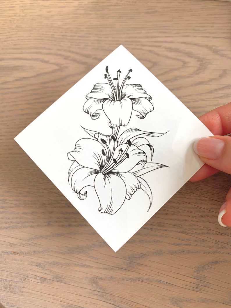 Double Lily set of 2 Temporary Tattoos image 2