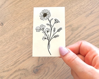 Fiore della nascita di aprile | Pisello dolce | Margherita (set di 2) - tatuaggio temporaneo