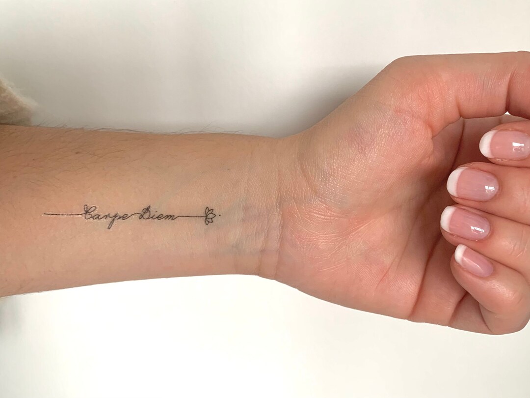 Carpe Diem Flower set of 2 Temporary Tattoo - Etsy Israel Carpe Diem Flower set of 2 Temporary Tattoo - Etsy Israel