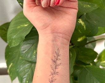 Lange Blätter (2er-Set) – Temporäres Tattoo