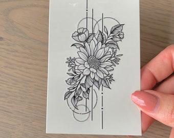 Sonnenblumenkunst (2er-Set) - Temporäres Tattoo