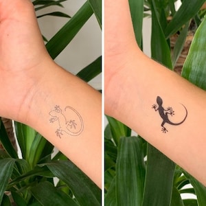 Lizard/Salamander/Gecko (set of 2 / lined or black) - Temporary Tattoo