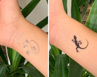 Eidechse/Salamander/Gecko (2er-Set / gefüttert oder schwarz) - Temporäres Tattoo