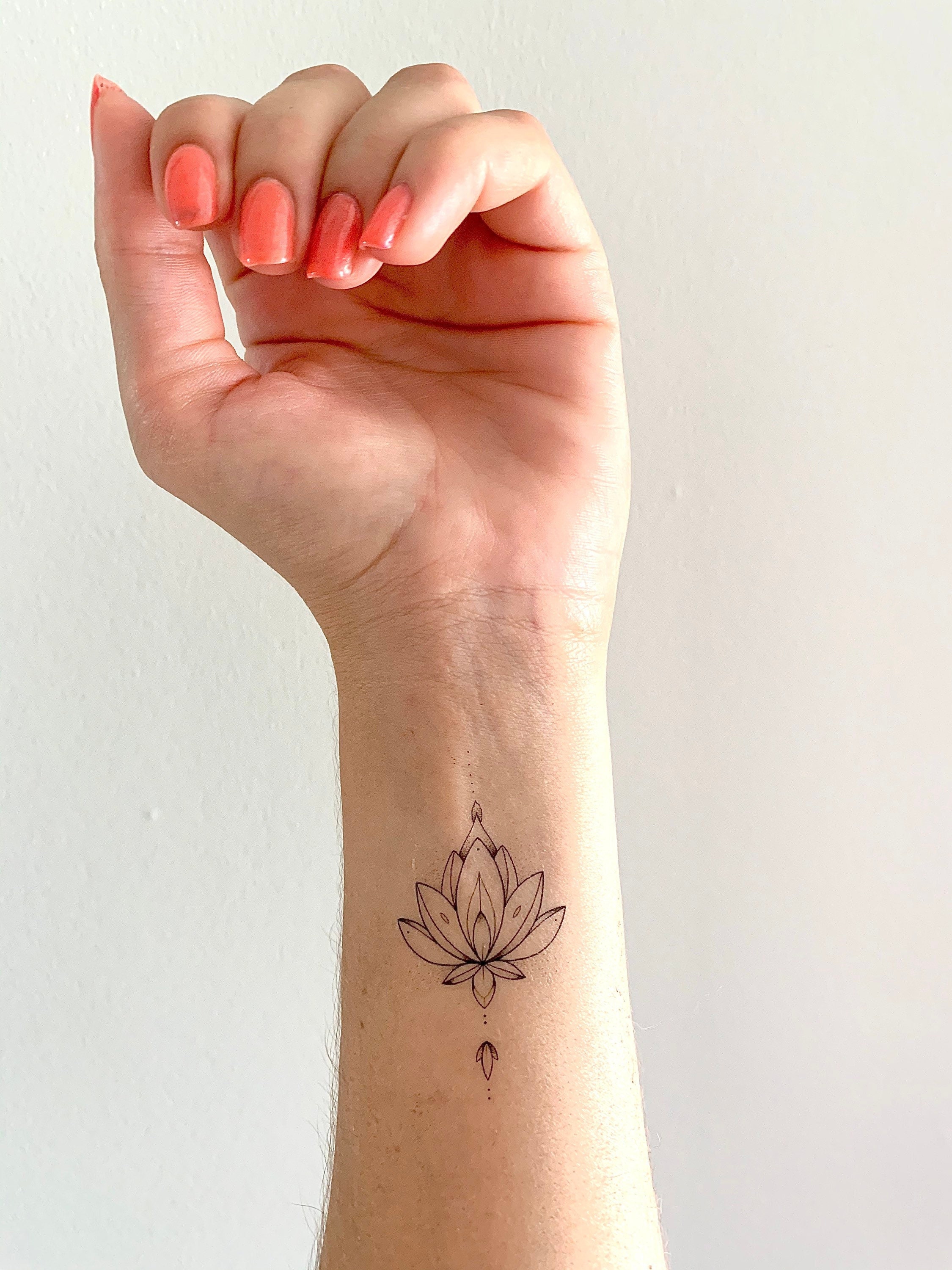 Lotus Dots Temporary Tattoo Etsy