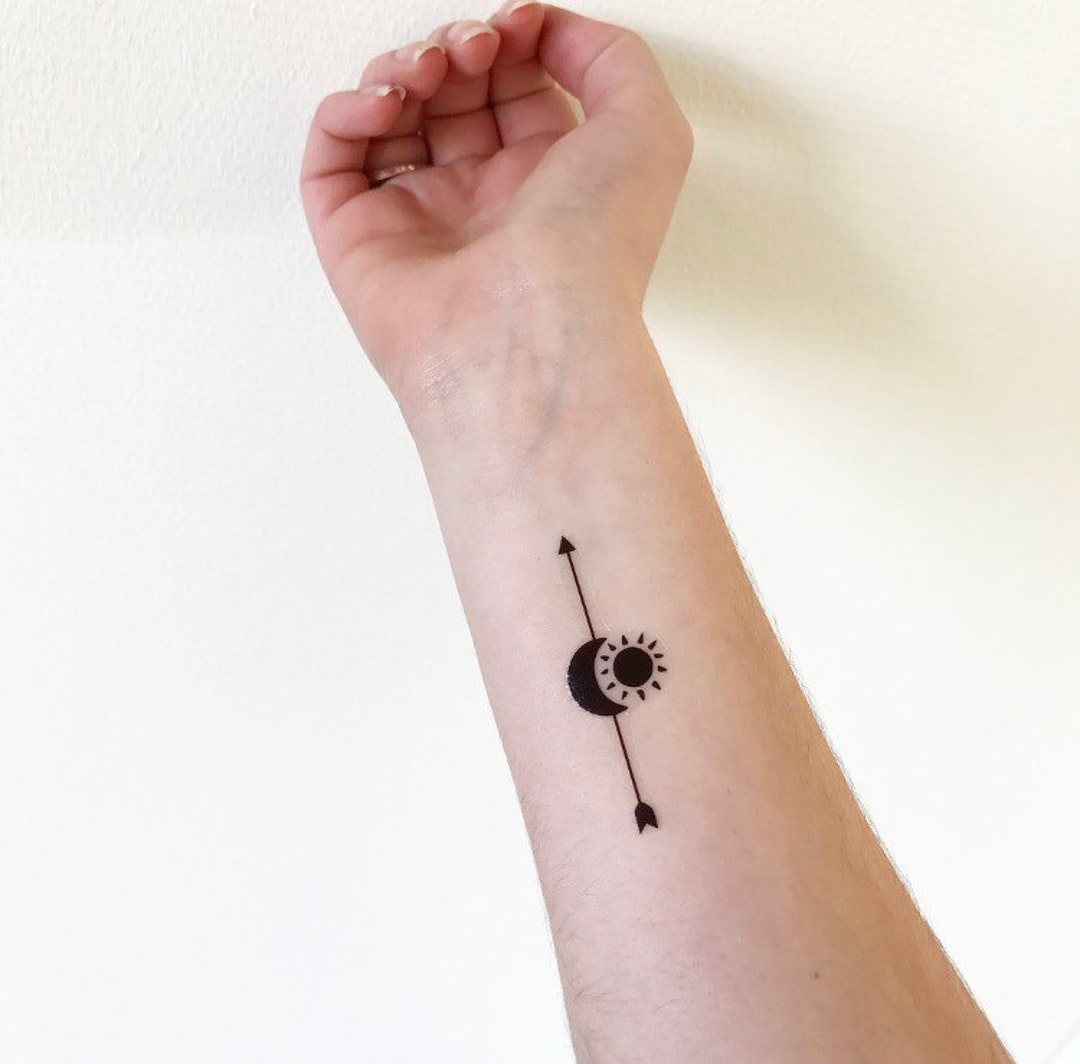 Arrow Sun Moon set of 2 Temporary Tattoo - Etsy Arrow Sun Moon set of 2 Temporary Tattoo - Etsy