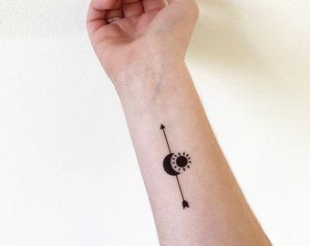 Arrow Sun Moon (set of 2) - Temporary Tattoo