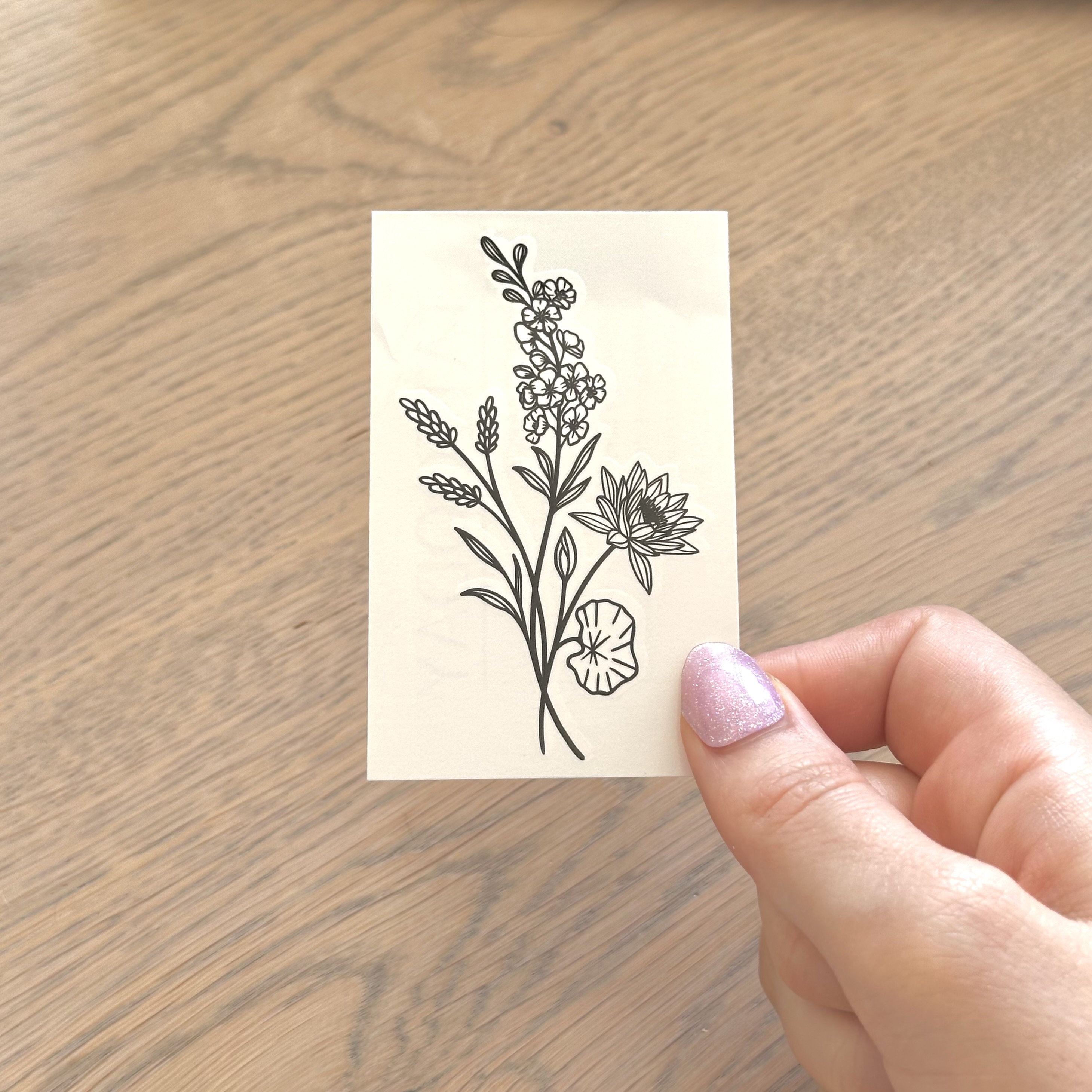 Larkspur Flower Tattoo: Black & White Elegance