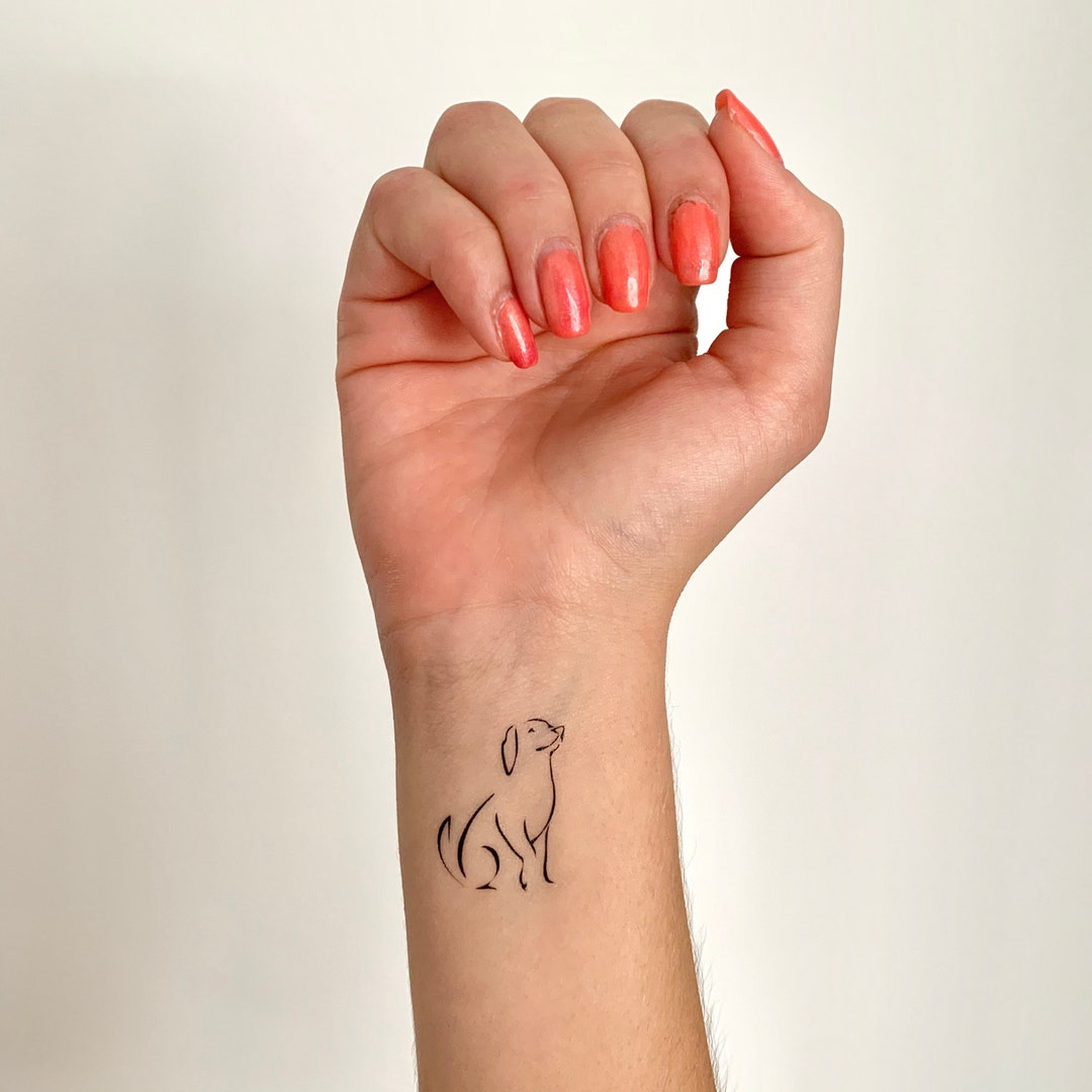 Dog Fine Line (set of 2) - Temporary Tattoo - Etsy
