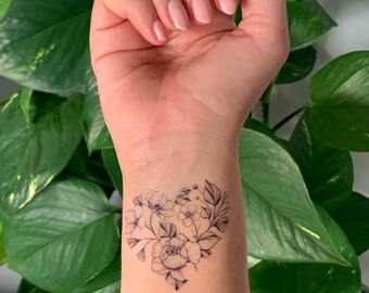 Blumenherz (2er-Set) - Temporäres Tattoo