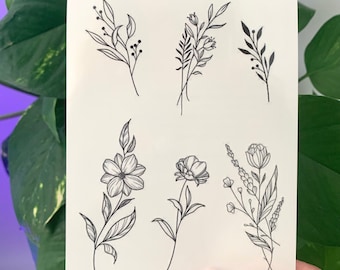 6 Wild Flower - Temporary Tattoo