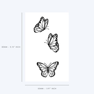 Dreifache Schmetterlinge (2er-Set) - Temporäres Tattoo