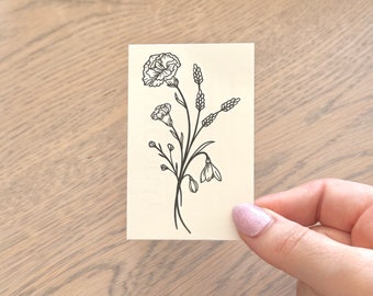 January Birthflower | Carnation | Snowdrop (set of 2) - Temporary Tattoo