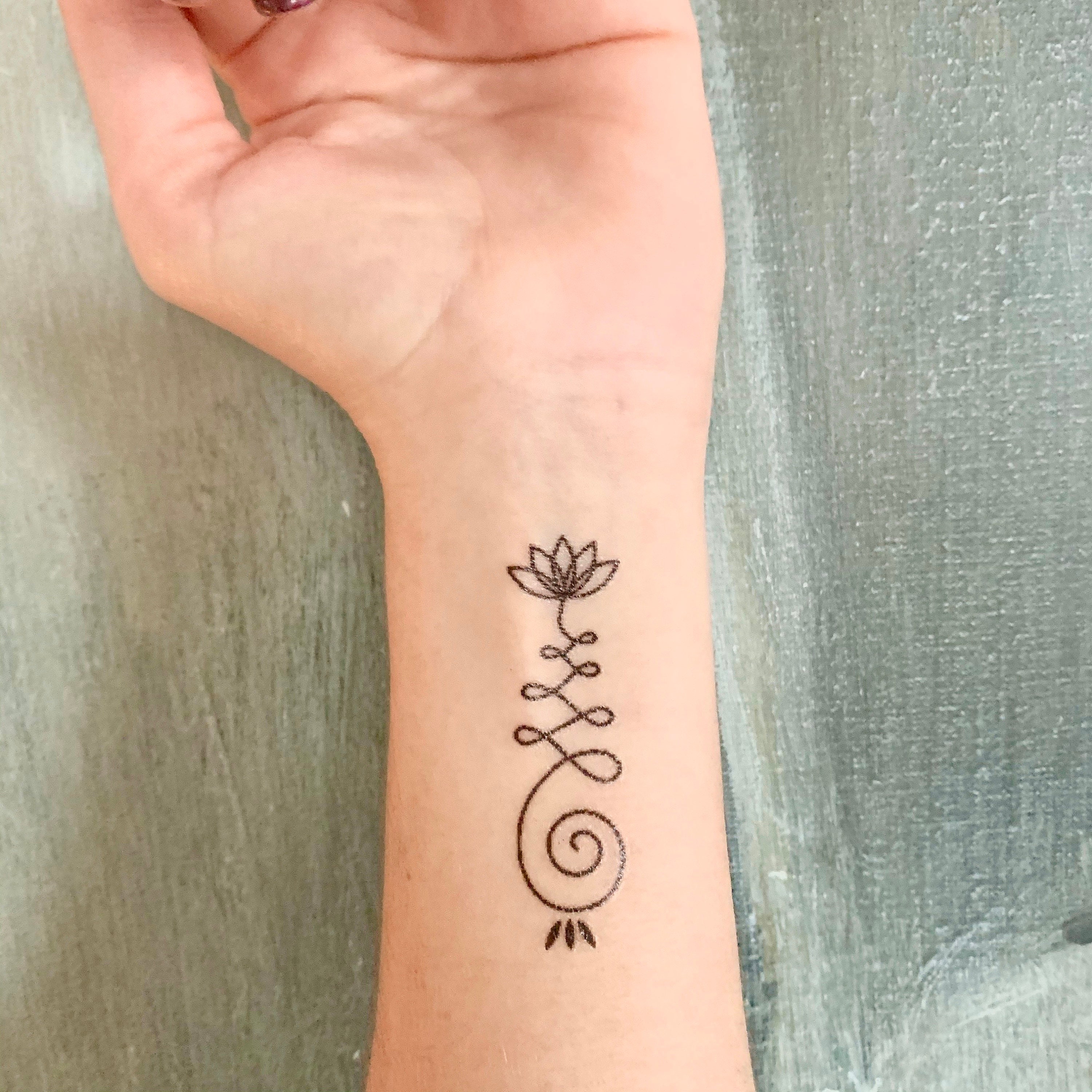 Unalome Lotus Swirl Temporary Tattoo - Etsy India
