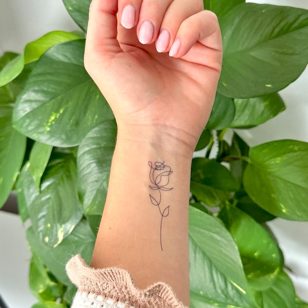 Rose One Lined (set of 2) - Temporary Tattoo