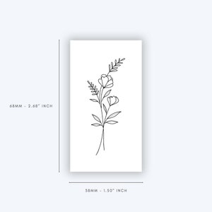 Poppy Leaf Wild Flower (set of 2) - Temporary Tattoo