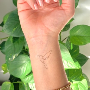 Hummingbird/Bird Line (set of 2) - Temporary Tattoo