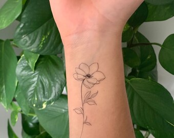 Violette Blume/Geburtsblume Februar (2er-Set) – Temporäres Tattoo