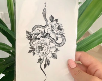 Floral Snake (set of 2) - Temporary Tattoo